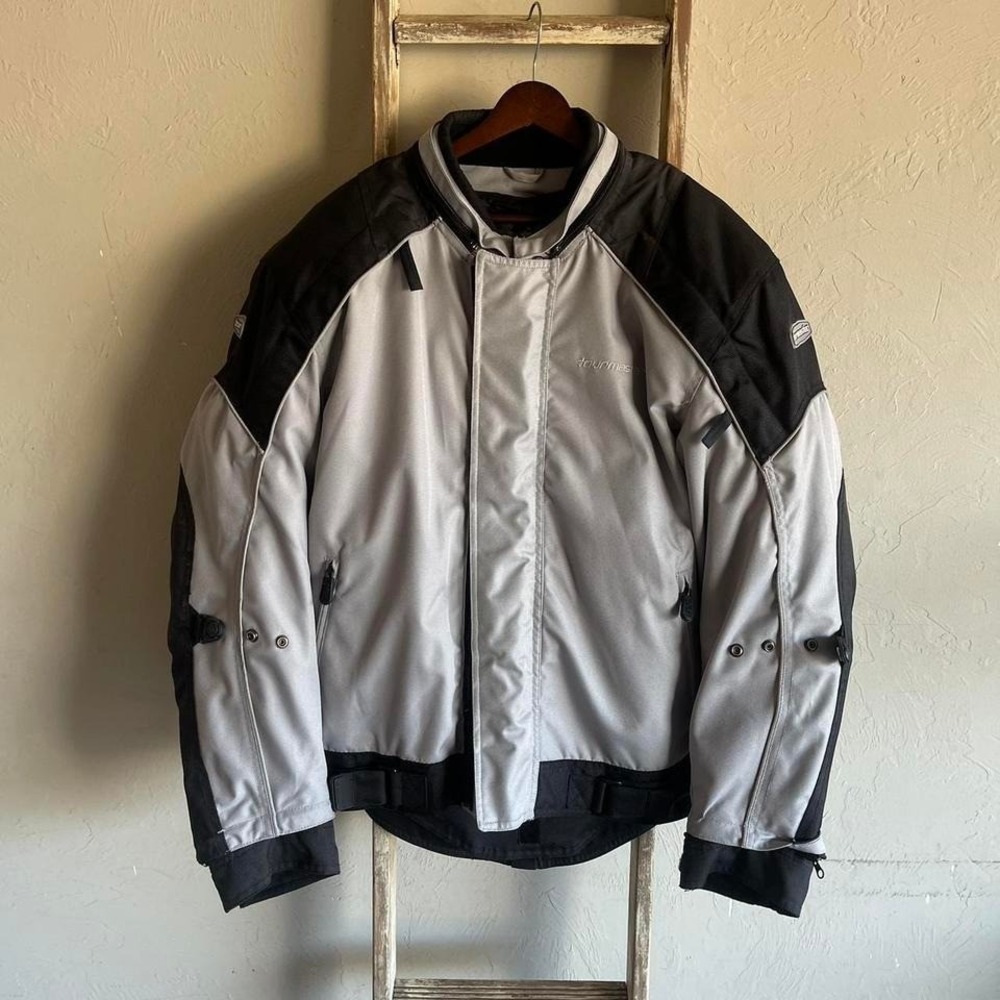 Mens Tour Master Flex Gray Padded Motorcycle Racing‎ Biker Jacket XL